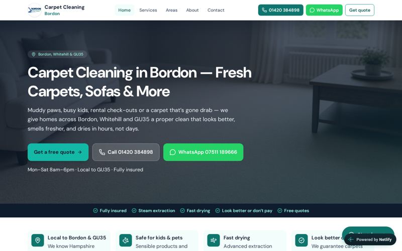 Homepage of Carpet Cleaning Bordon