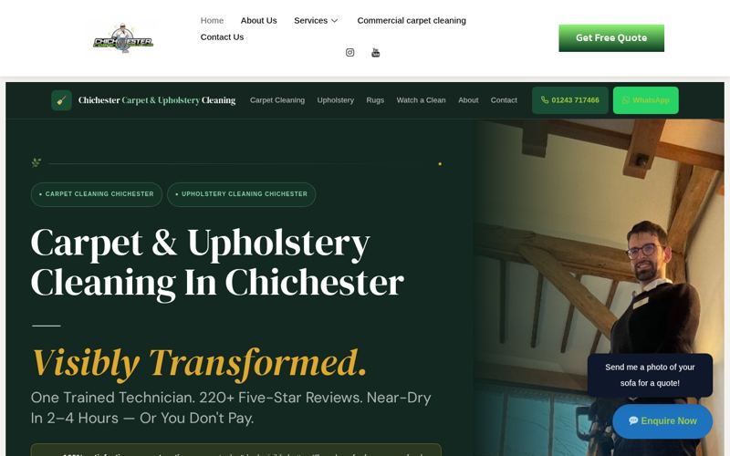 Homepage of Chichester Carpet and Upholstery Cleaning